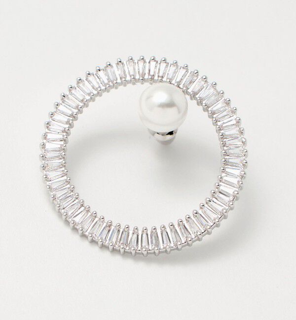 UNITED ARROWS「サークルパヴェ＆イミテーションパール ピアス」|ピアス|