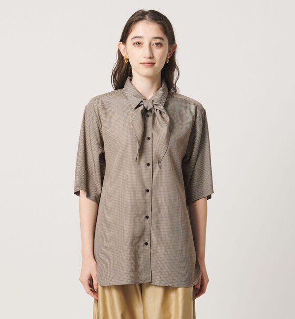 UNITED ARROWS「チェック スカーフ 5分袖 シャツ」|シャツ・ブラウス|