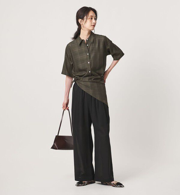 UNITED ARROWS「チェック スカーフ 5分袖 シャツ」|シャツ・ブラウス|