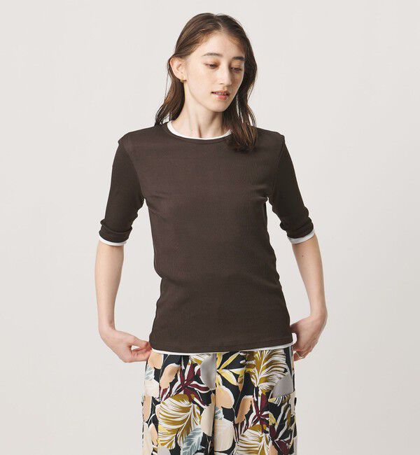 UNITED ARROWS「コットン テレコ 5分袖 カットソー」|Tシャツ・カットソー|DK.BROWN