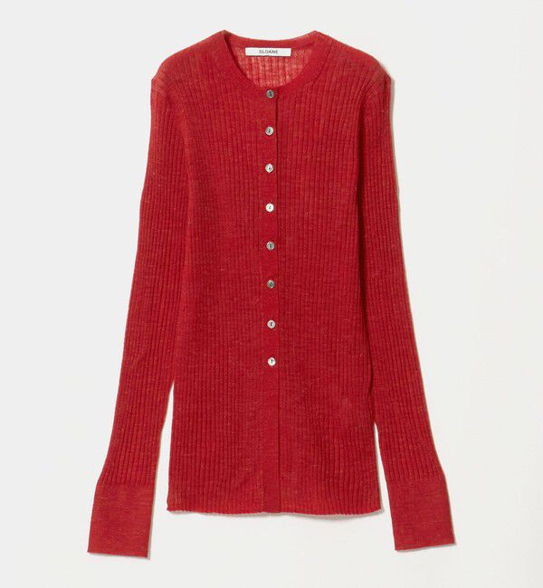 UNITED ARROWS「＜SLOANE＞16G リブ シアー カーディガン」|カーディガン|RED