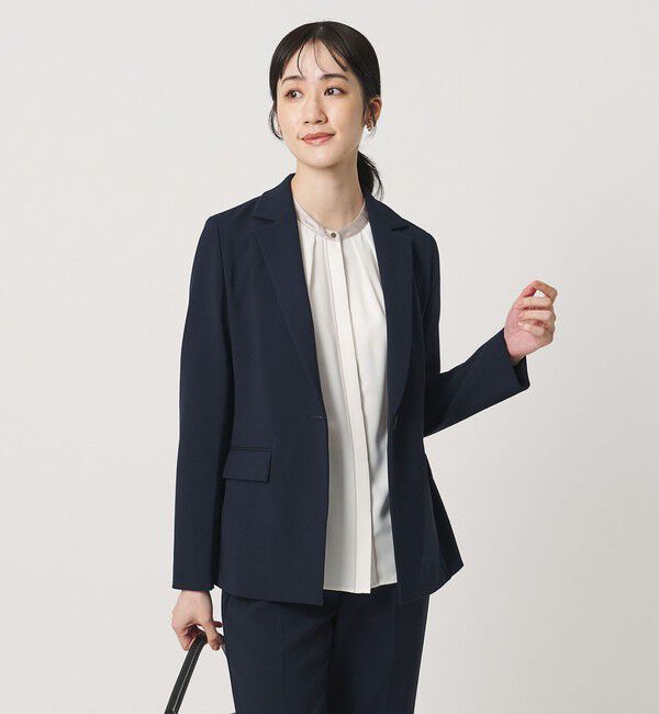 UNITED ARROWS「ダブルクロス ジャケット ‐ストレッチ ウォッシャブル‐」|テーラードジャケット|NAVY