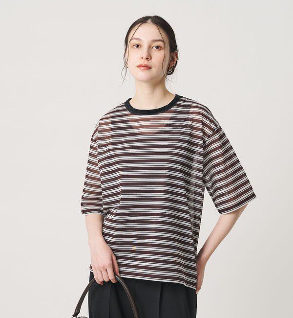 BEAUTY&YOUTH UNITED ARROWS「コットンポリエステル シアーボーダー Tシャツ」|Tシャツ・カットソー|
