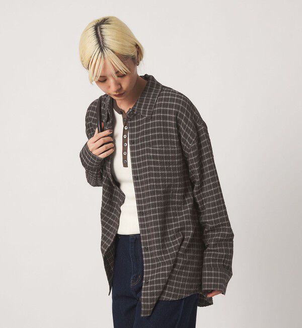 BEAUTY&YOUTH UNITED ARROWS「レーヨンブレンド チェック オーバーサイズシャツ」|シャツ・ブラウス|