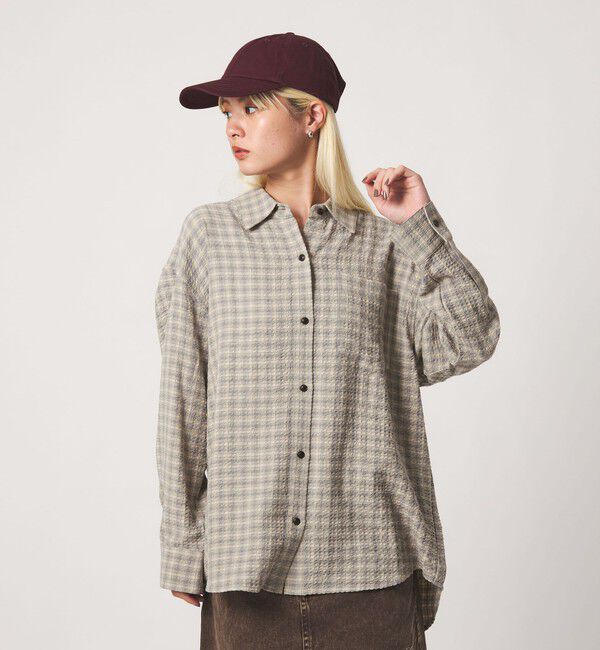 BEAUTY&YOUTH UNITED ARROWS「レーヨンブレンド チェック オーバーサイズシャツ」|シャツ・ブラウス|