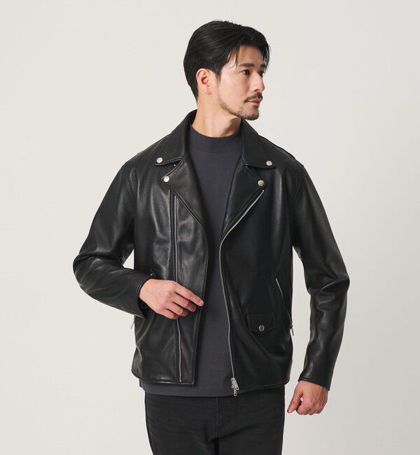 BEAUTY&YOUTH UNITED ARROWS「【WEB限定 WARDROBE SMART】 シープ ダブル ライダースジャケット」|ライダースジャケット|