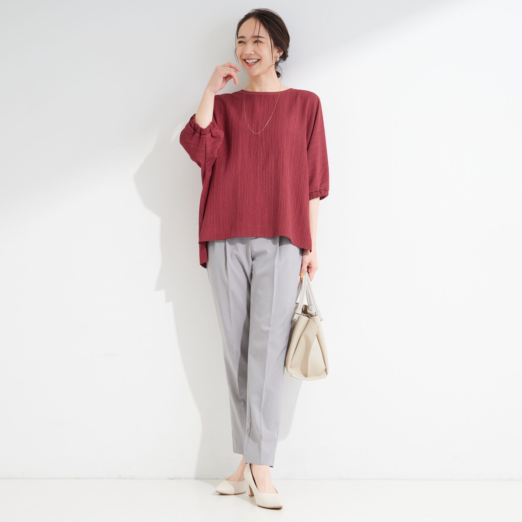 SHOO･LA･RUE「【インせず着られる/洗濯後しわになりにくい】しぼしぼドルマンブラウス」|シャツ・ブラウス|