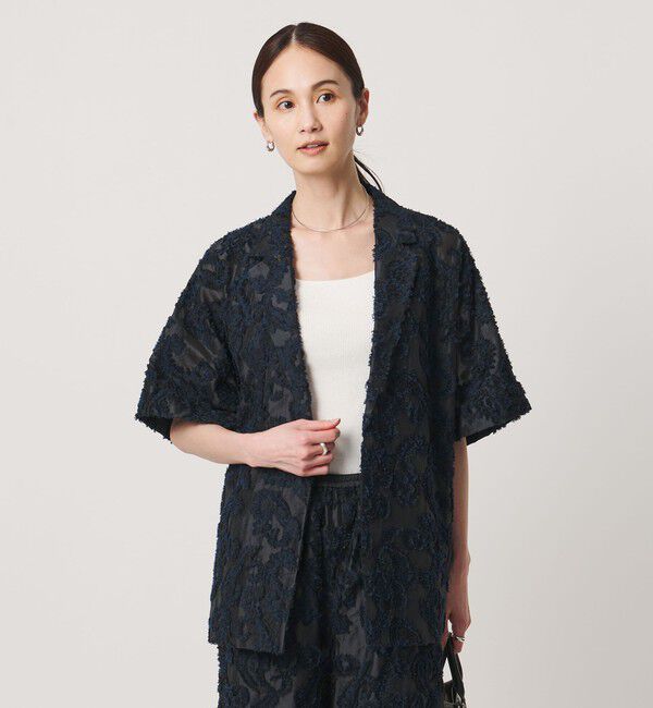 UNITED ARROWS「カット ジャガード ジャケット ‐ウォッシャブル‐」|テーラードジャケット|NAVY