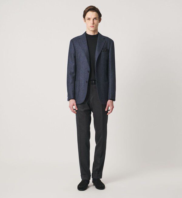 UNITED ARROWS「ライトサキソニー ノープリーツ テーパード スラックス ヨコストレッチ」|スラックス|