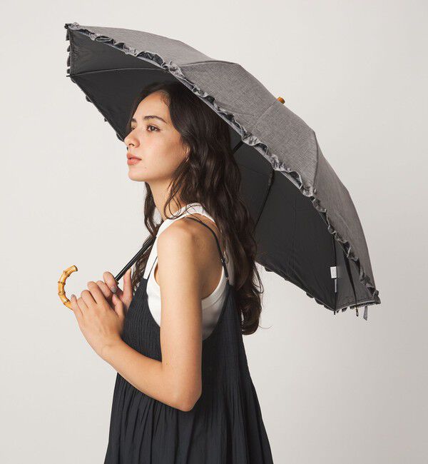 UNITED ARROWS green label relaxing「【別注】＜Wpc.＞UVO フリル 2段折りたたみ日傘 / アンブレラ 晴雨兼用 レイン」|傘|MD.GRAY