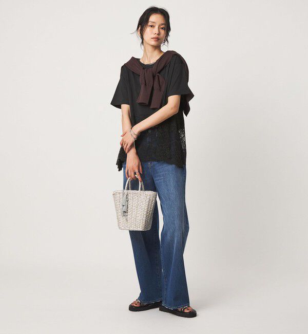 UNITED ARROWS green label relaxing「【WEB限定】＜at ease＞イレヘム レース ドッキング ショートスリーブ カットソー」|Tシャツ・カットソー|