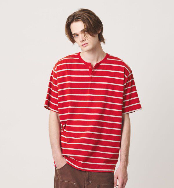 California General Store「＜CGS.＞マルチ ボーダー ヘンリーネック Tシャツ」|Tシャツ・カットソー|