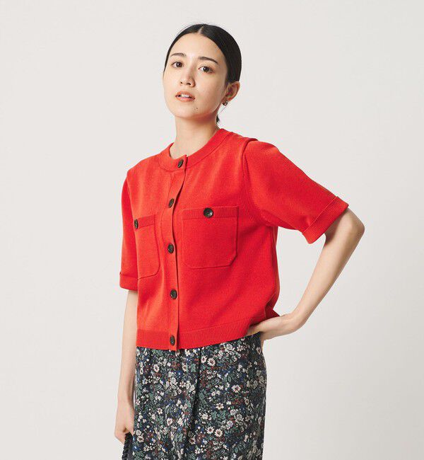 BEAUTY&YOUTH UNITED ARROWS「ポケット ハーフスリーブ カーディガン ウォッシャブル」|カーディガン|RED