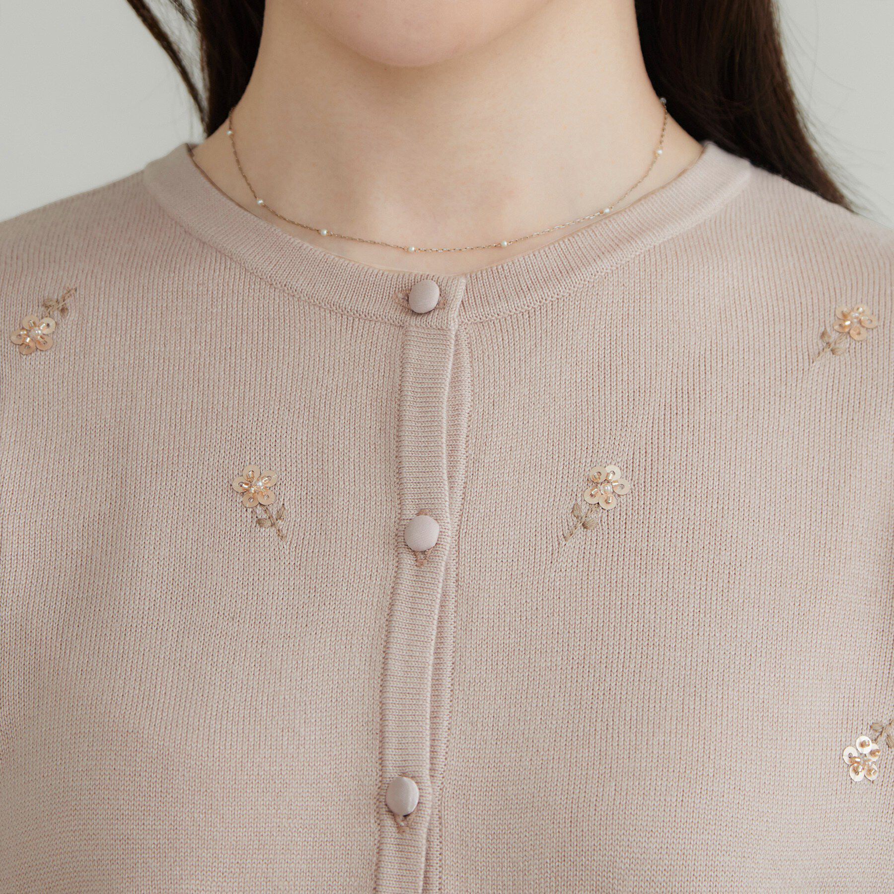 Couture broach「【上品刺繍が華やか】飛ばしビジュー カーディガン」|カーディガン|