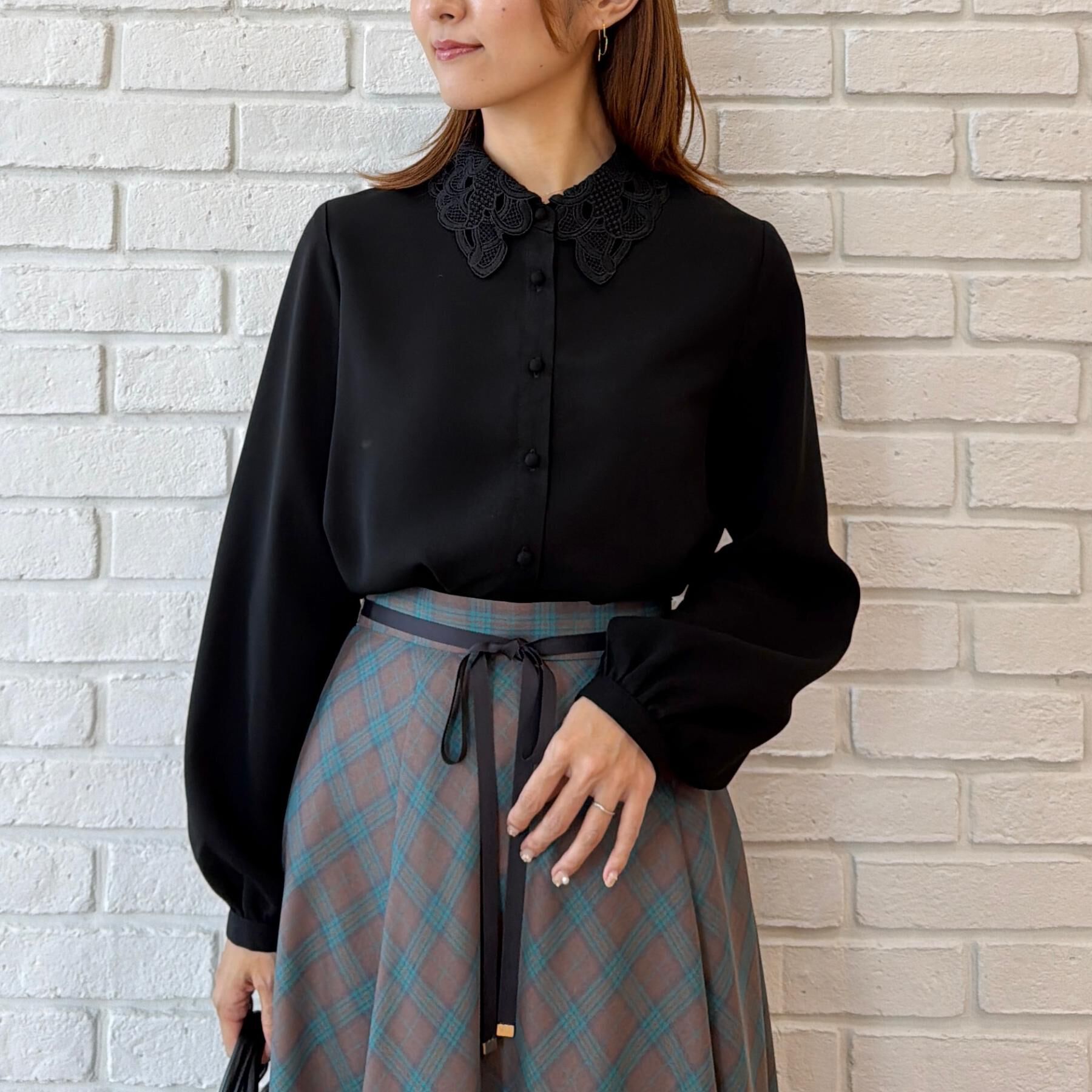 Couture broach「【お顔まわり彩る】レース衿ジョーゼットブラウス」|シャツ・ブラウス|