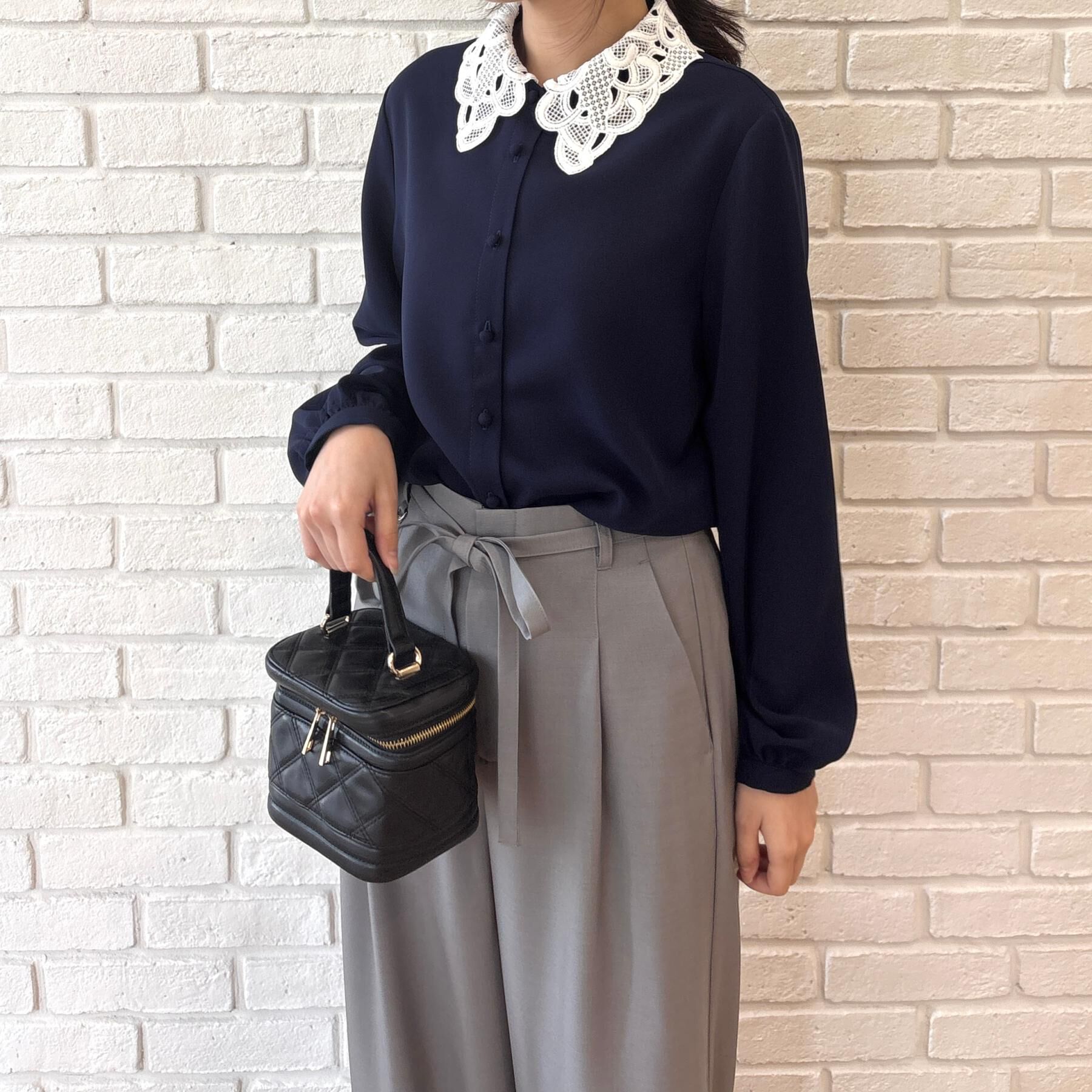 Couture broach「【お顔まわり彩る】レース衿ジョーゼットブラウス」|シャツ・ブラウス|