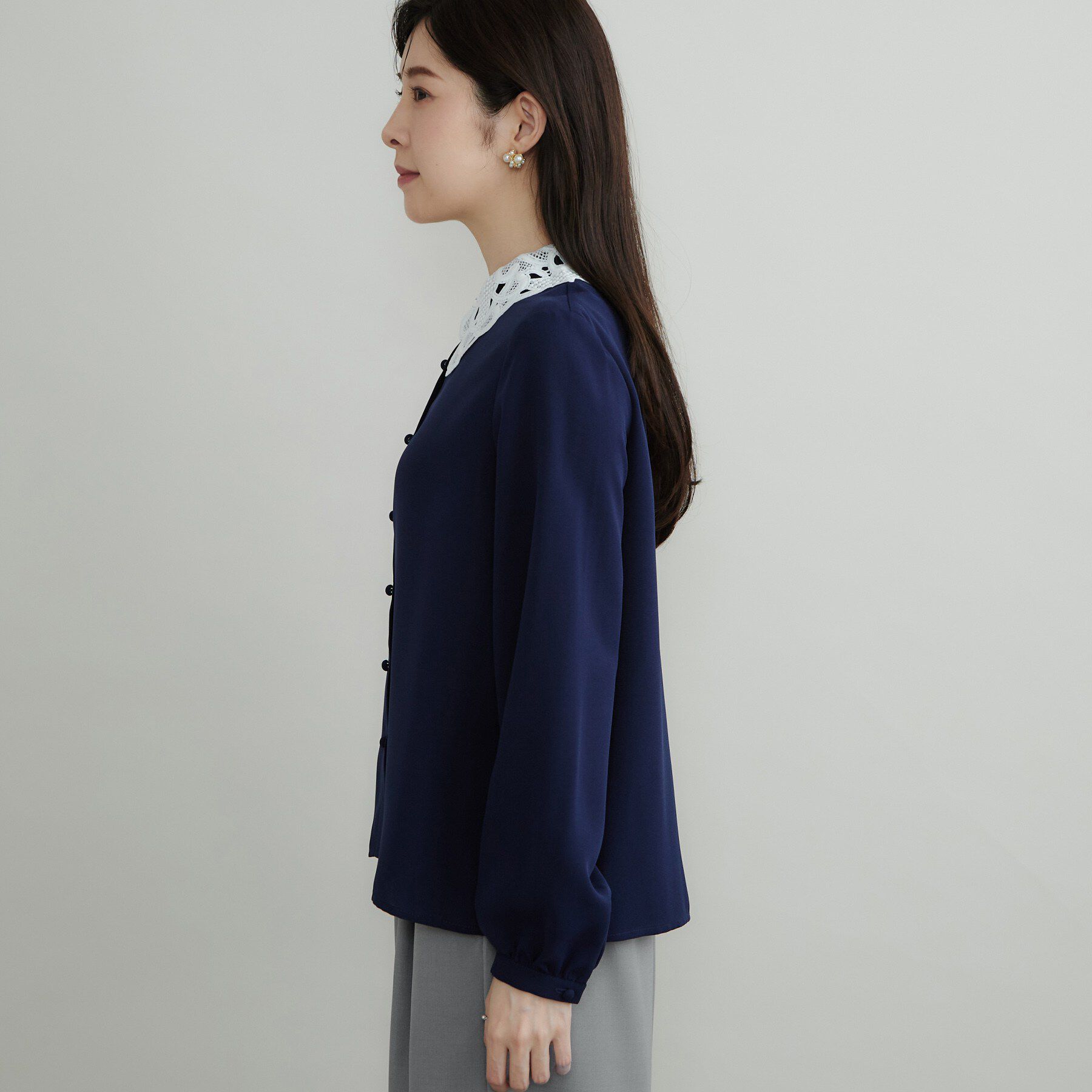 Couture broach「【お顔まわり彩る】レース衿ジョーゼットブラウス」|シャツ・ブラウス|
