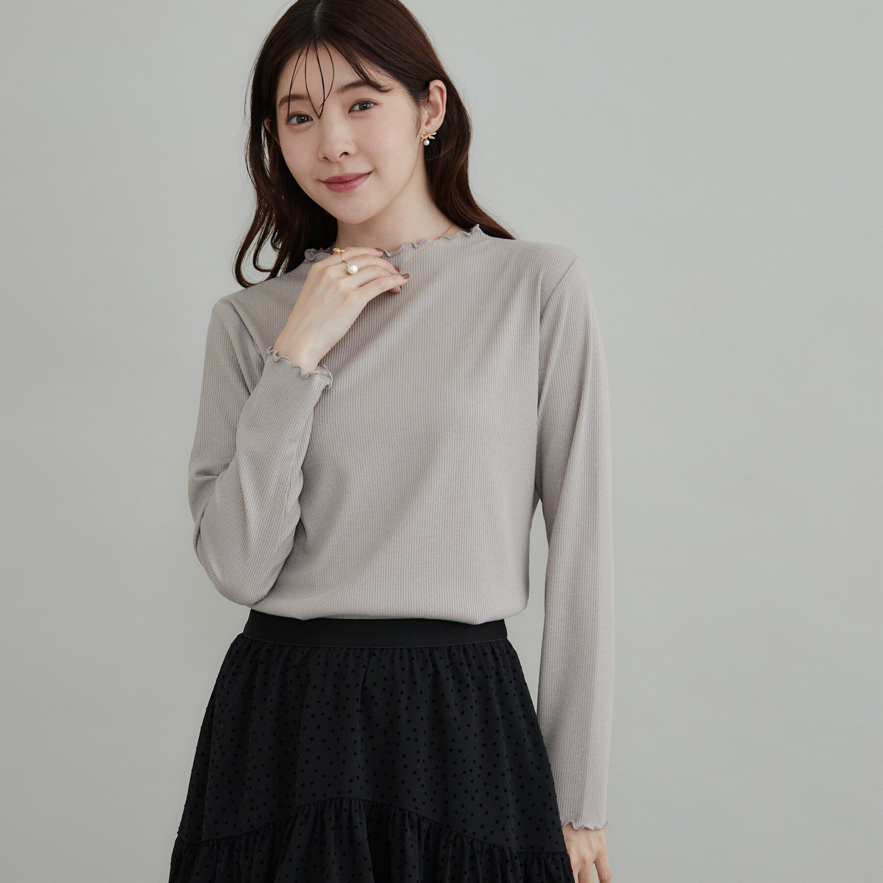 Couture broach「【一枚でも重ねても】メローフリル テレコトップス」|Tシャツ・カットソー|
