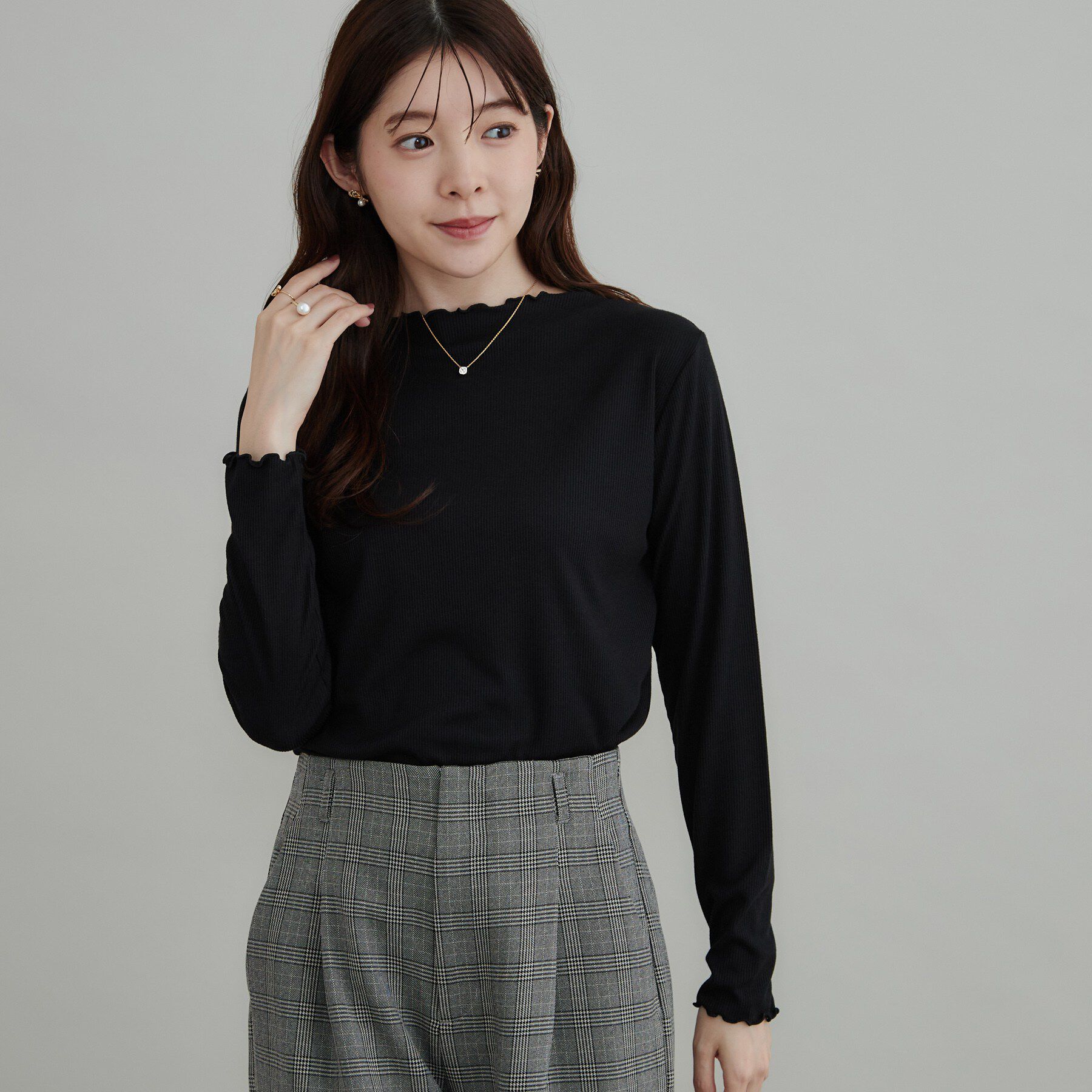 Couture broach「【一枚でも重ねても】メローフリル テレコトップス」|Tシャツ・カットソー|
