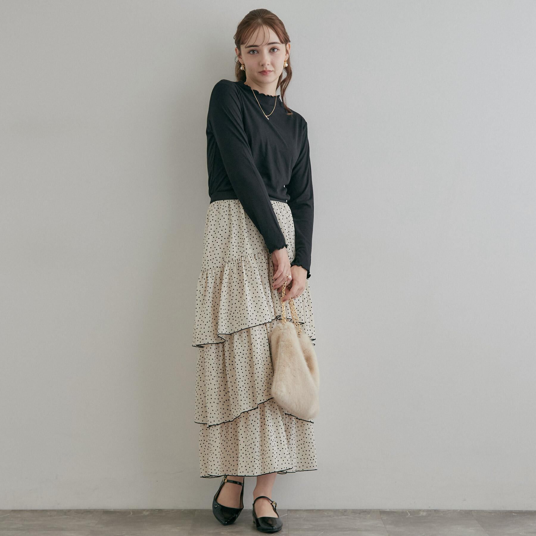 Couture broach「【一枚でも重ねても】メローフリル テレコトップス」|Tシャツ・カットソー|