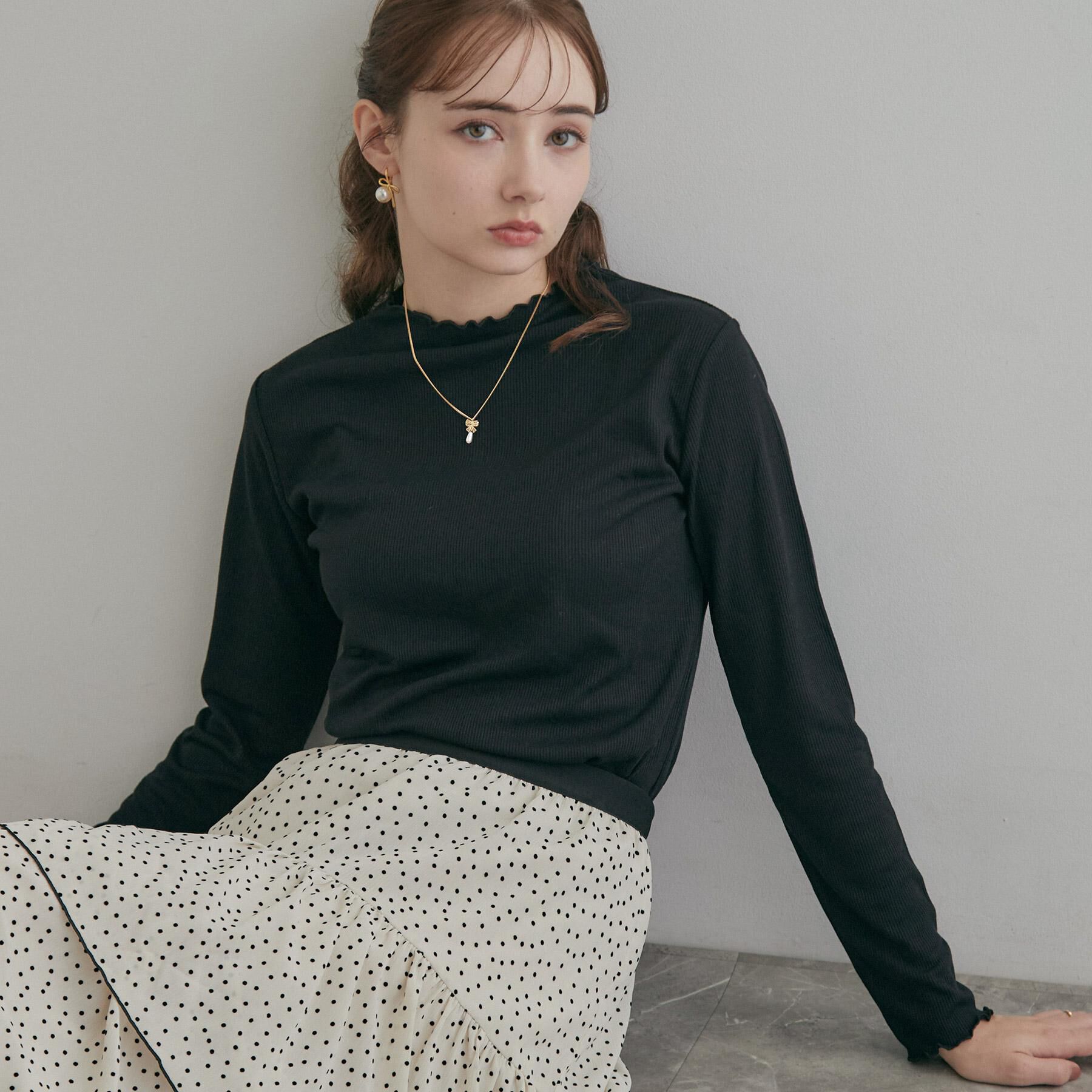 Couture broach「【一枚でも重ねても】メローフリル テレコトップス」|Tシャツ・カットソー|
