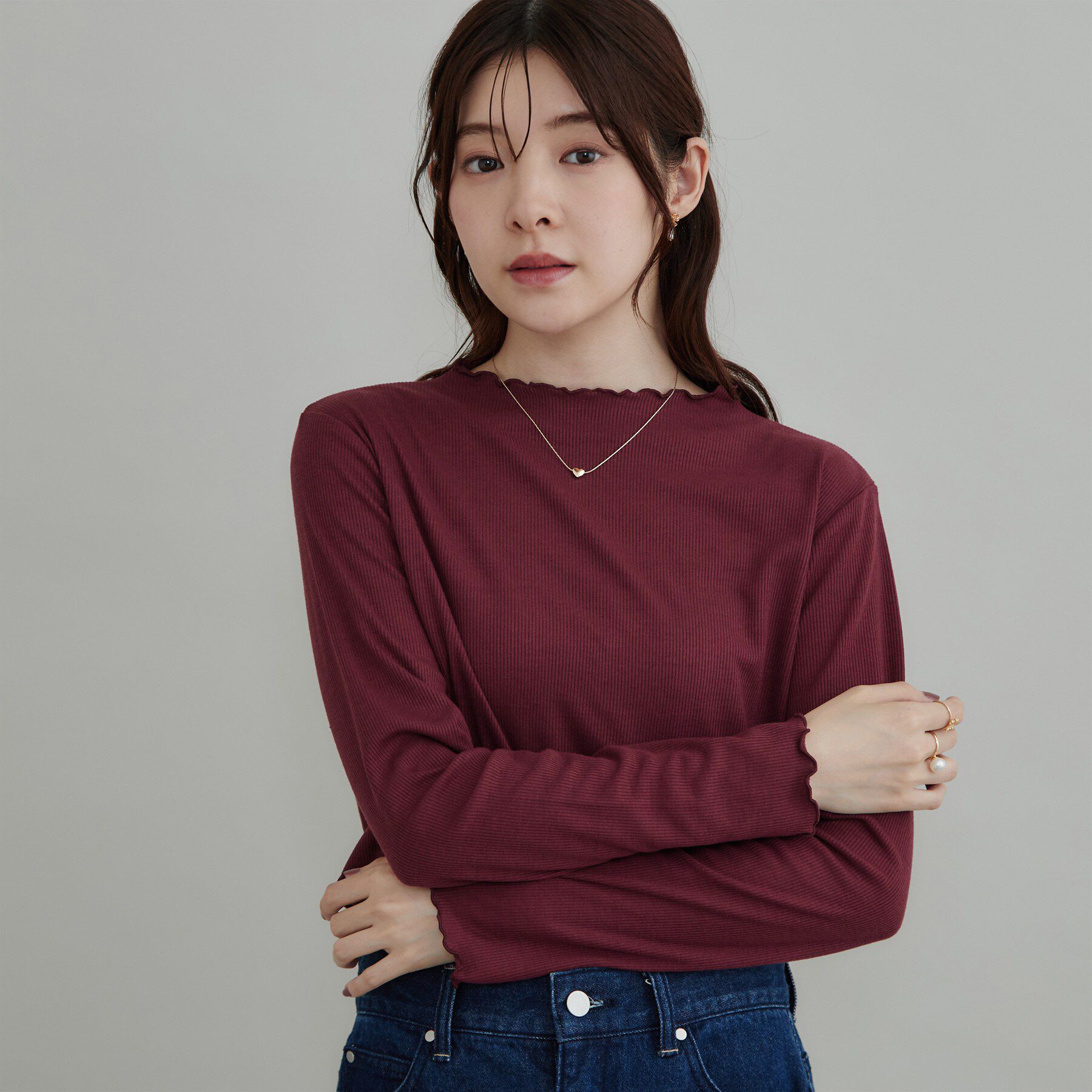 Couture broach「【一枚でも重ねても】メローフリル テレコトップス」|Tシャツ・カットソー|