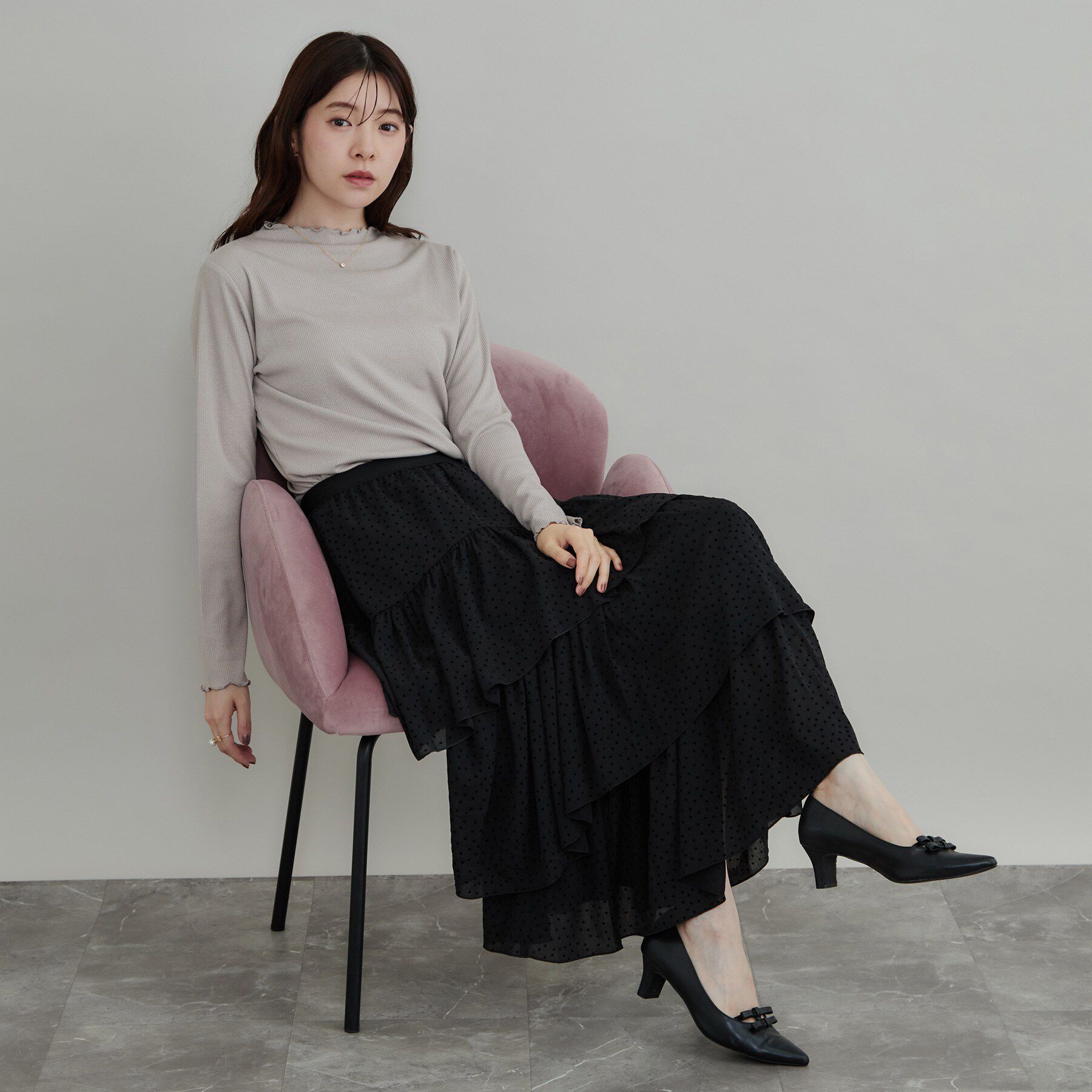 Couture broach「【一枚でも重ねても】メローフリル テレコトップス」|Tシャツ・カットソー|