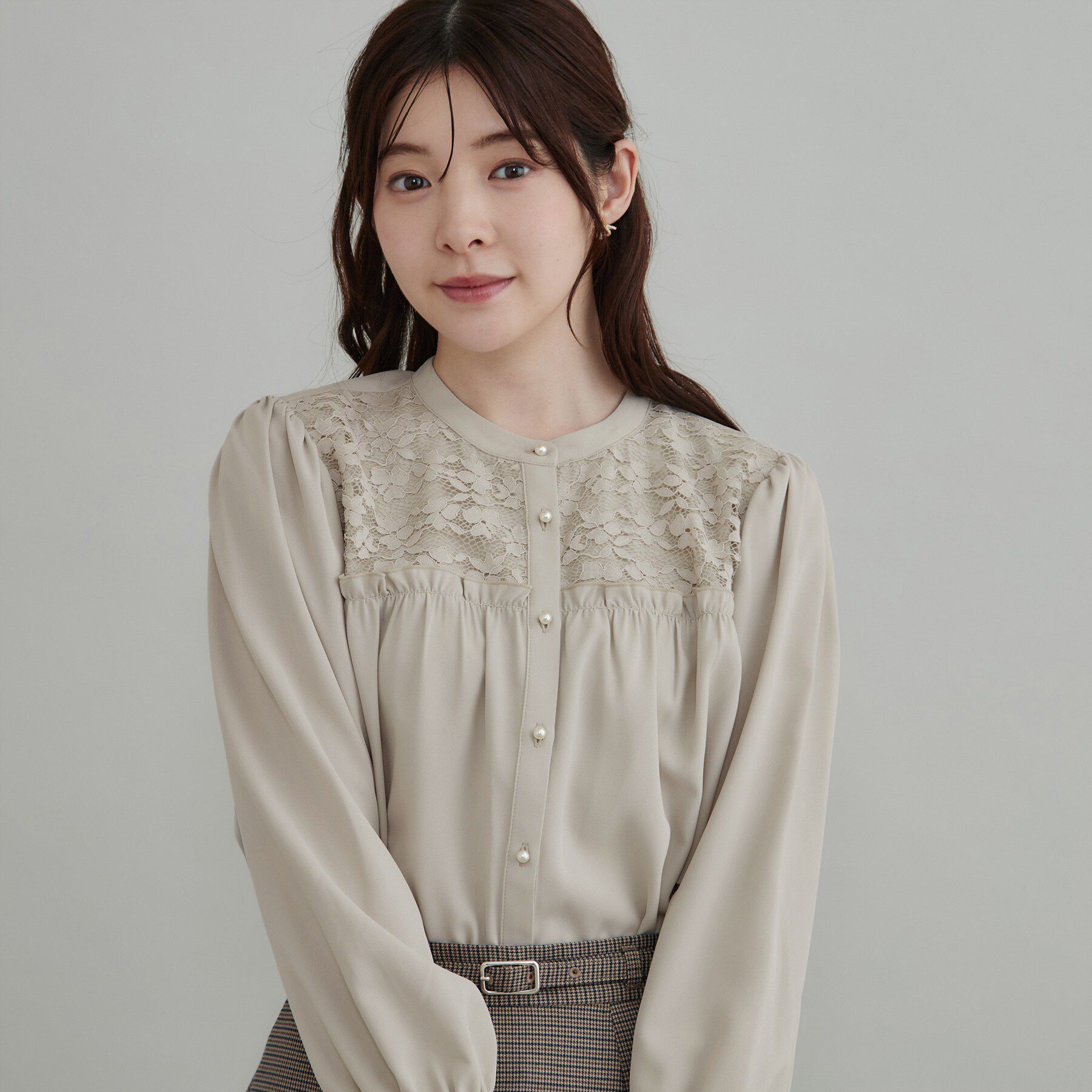 Couture broach「【フリルカフスが華やか】レースギャザーブラウス」|シャツ・ブラウス|