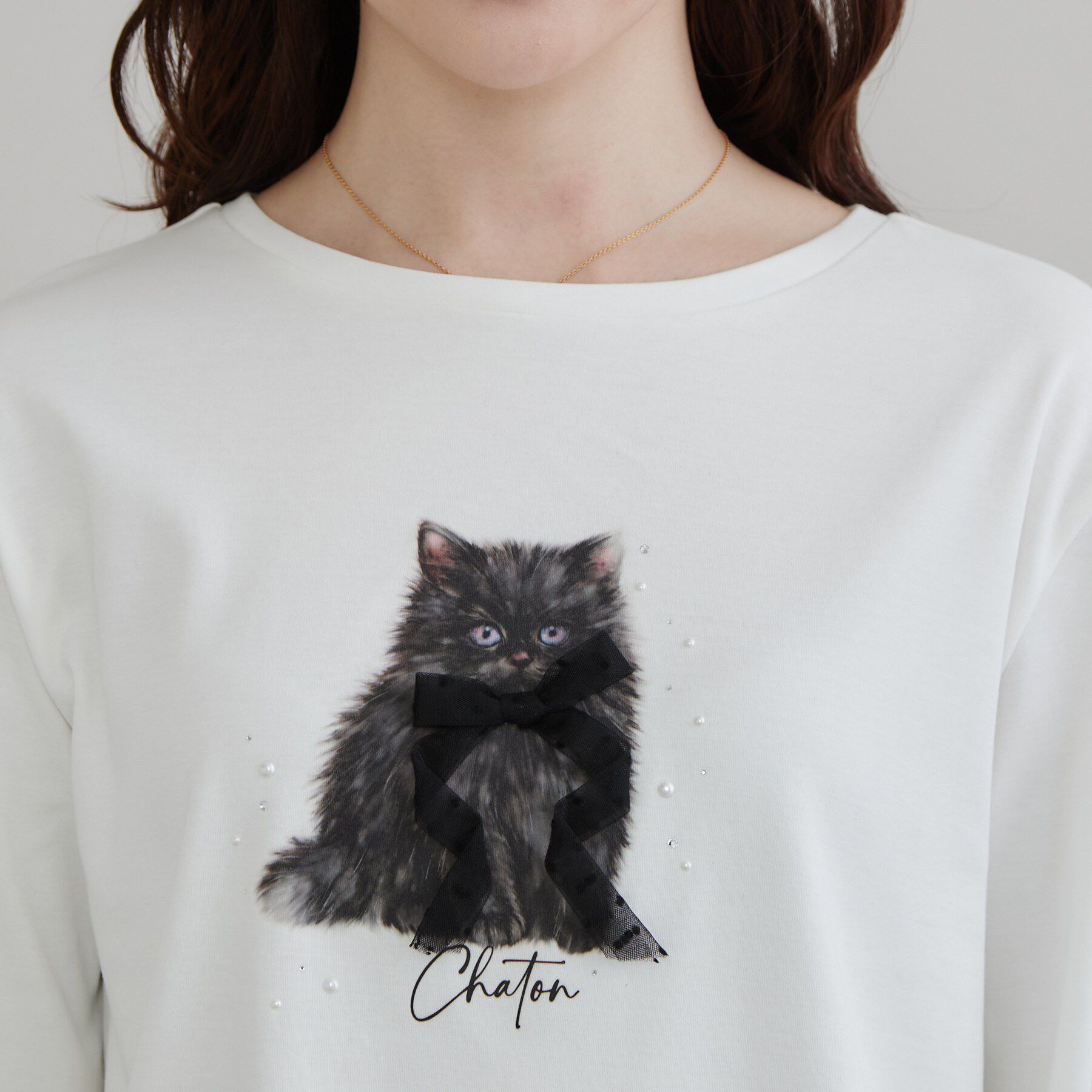 Couture broach「猫プリント／ロゴ刺繍アソートロンT」|Tシャツ・カットソー|