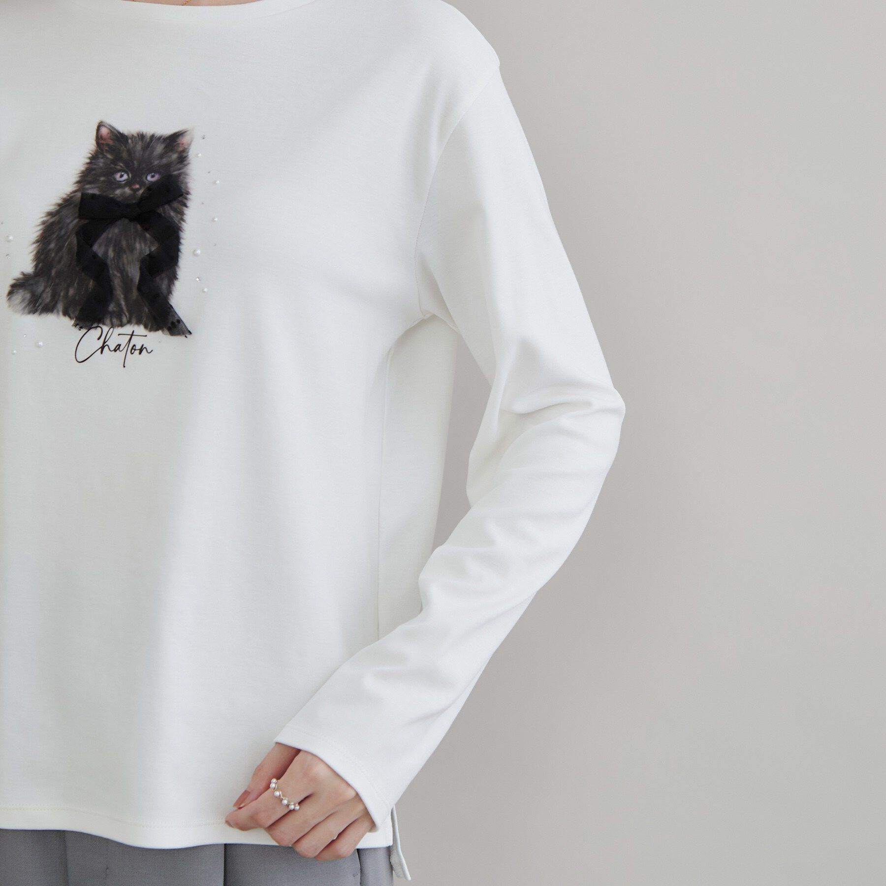 Couture broach「猫プリント／ロゴ刺繍アソートロンT」|Tシャツ・カットソー|