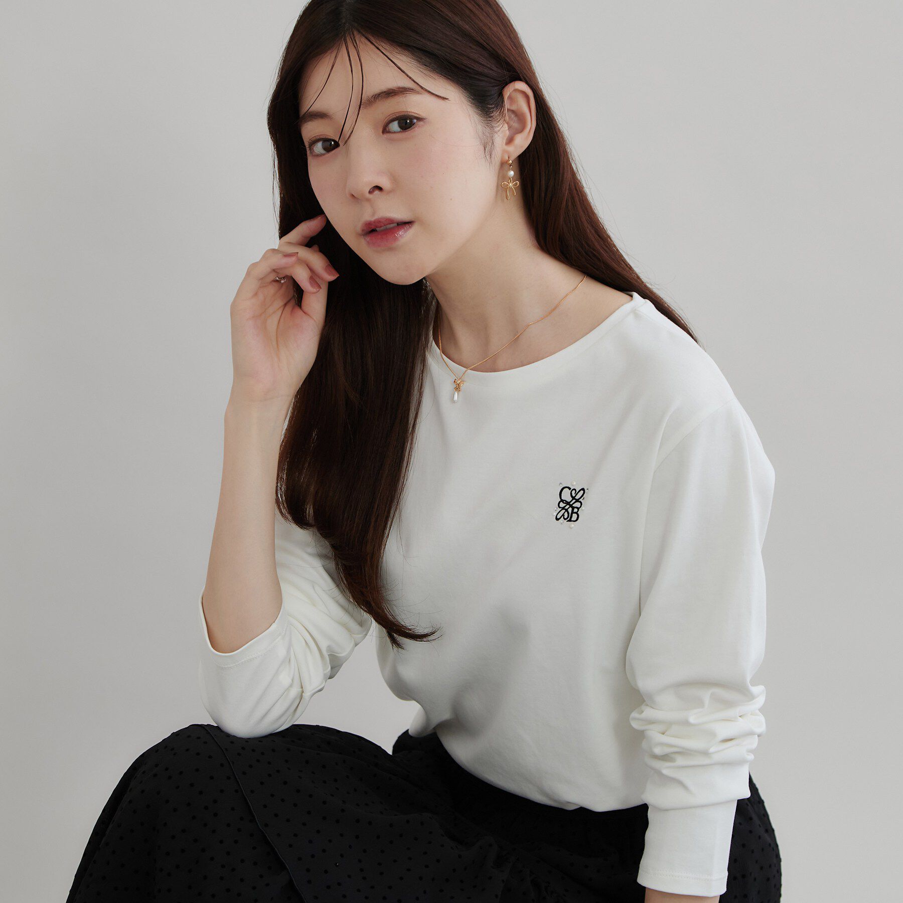 Couture broach「猫プリント／ロゴ刺繍アソートロンT」|Tシャツ・カットソー|オフホワイト(503