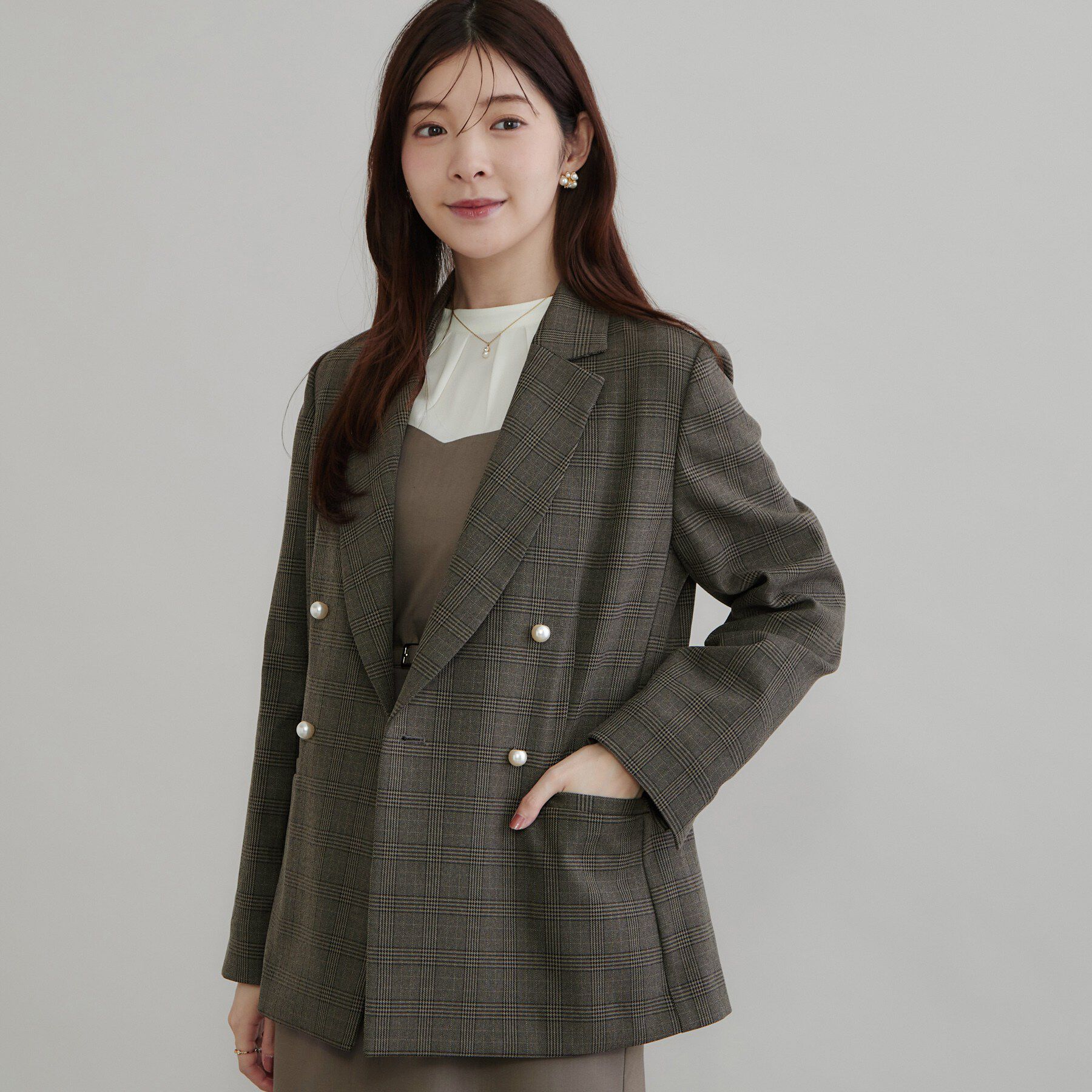 Couture broach「LANATECパール風釦テーラード」|テーラードジャケット|