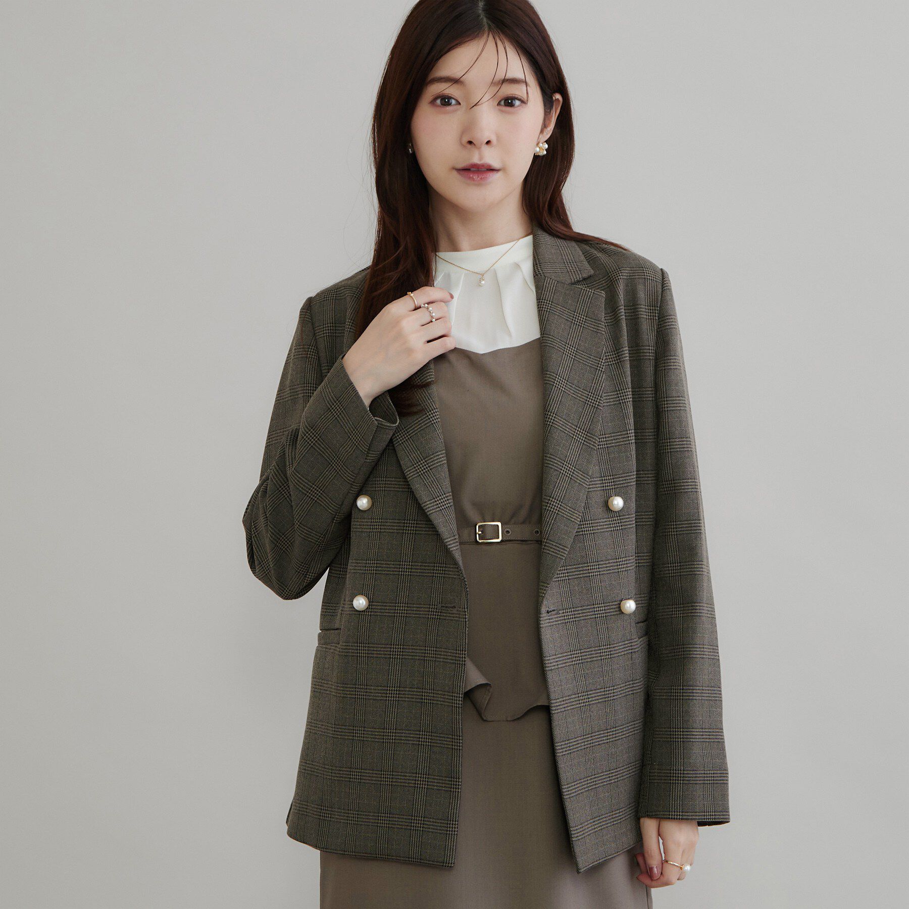Couture broach「LANATECパール風釦テーラード」|テーラードジャケット|