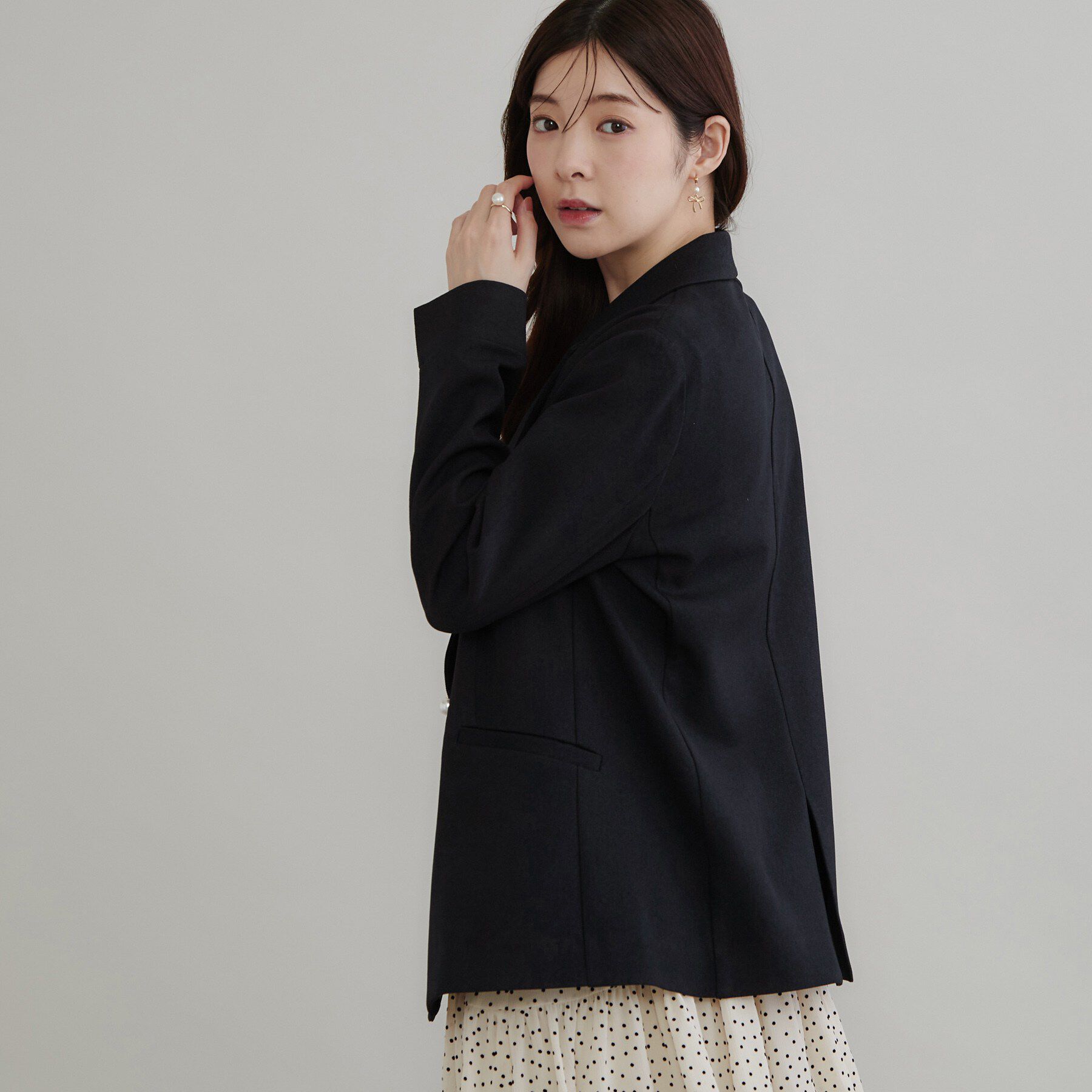 Couture broach「LANATECパール風釦テーラード」|テーラードジャケット|