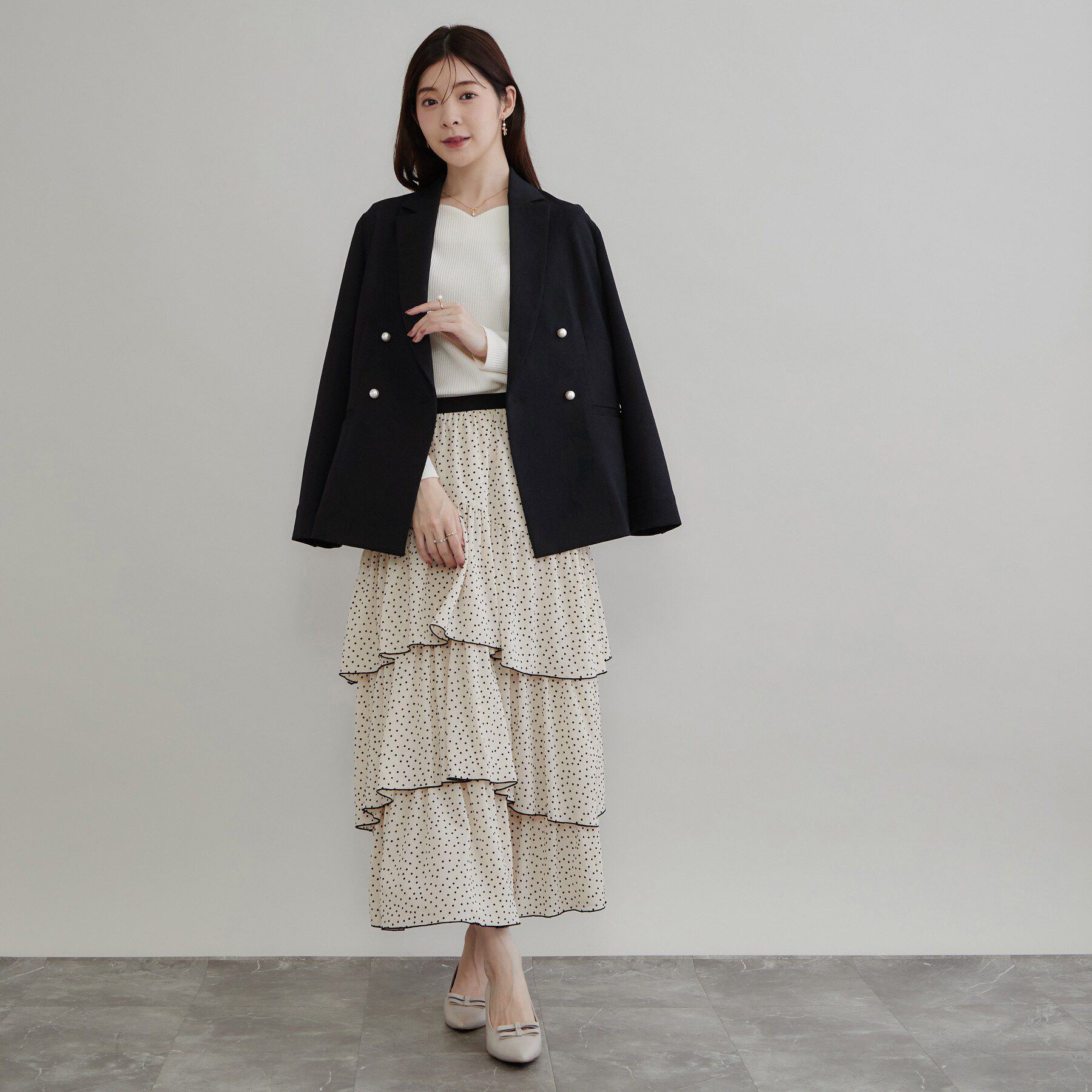 Couture broach「LANATECパール風釦テーラード」|テーラードジャケット|