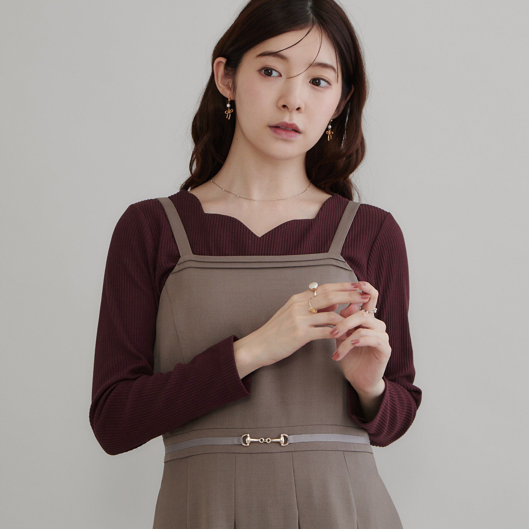 Couture broach「【デコルテ美しく】ハートネック テレコトップス」|Tシャツ・カットソー|