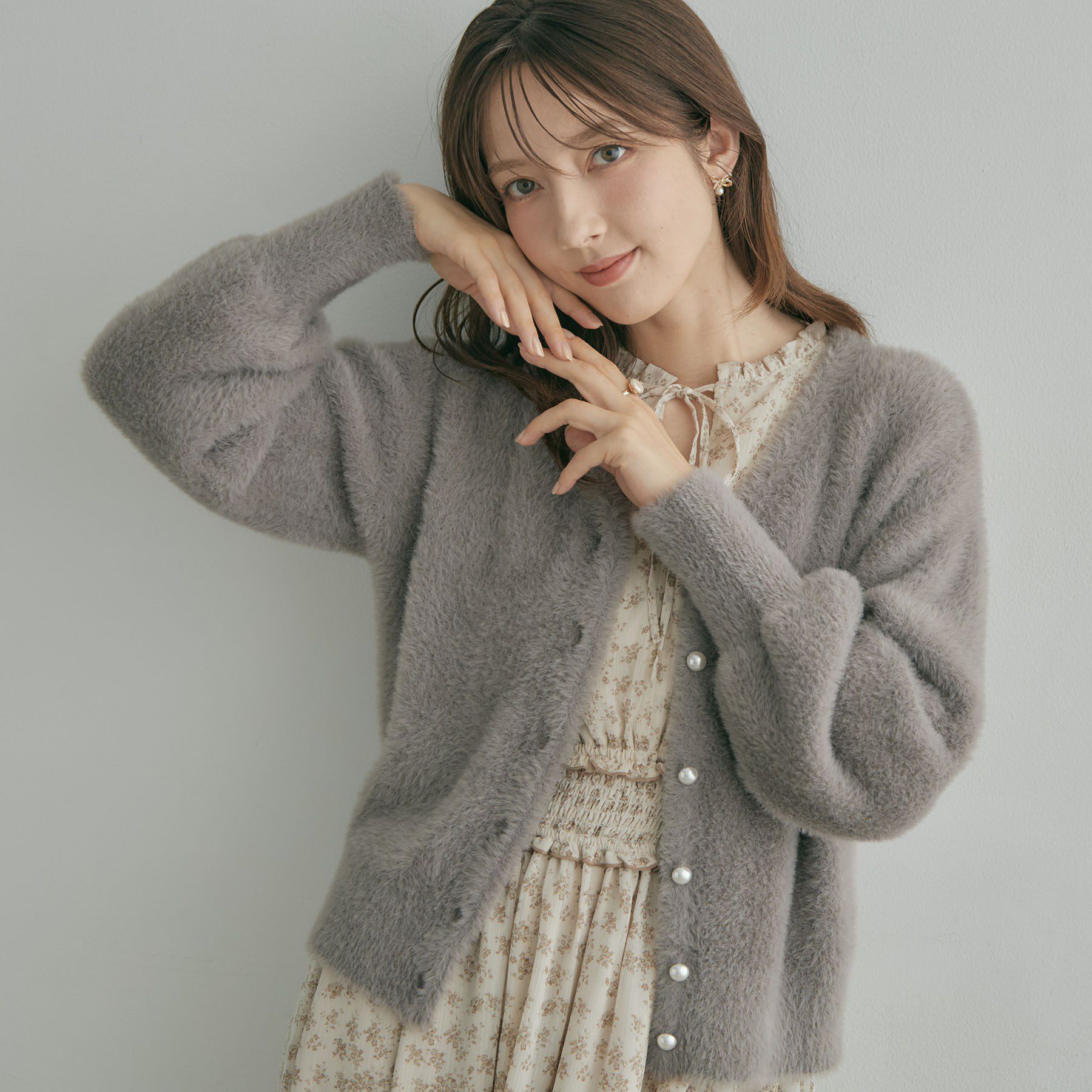 Couture broach「フェザーニットトップスカーディ」|カーディガン|トープ(054)