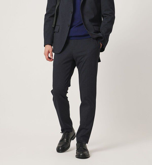 UNITED ARROWS「シャークスキン ノープリーツ テーパードスラックス UA COZY ウォッシャブル 2WAYストレッチ」|スラックス|