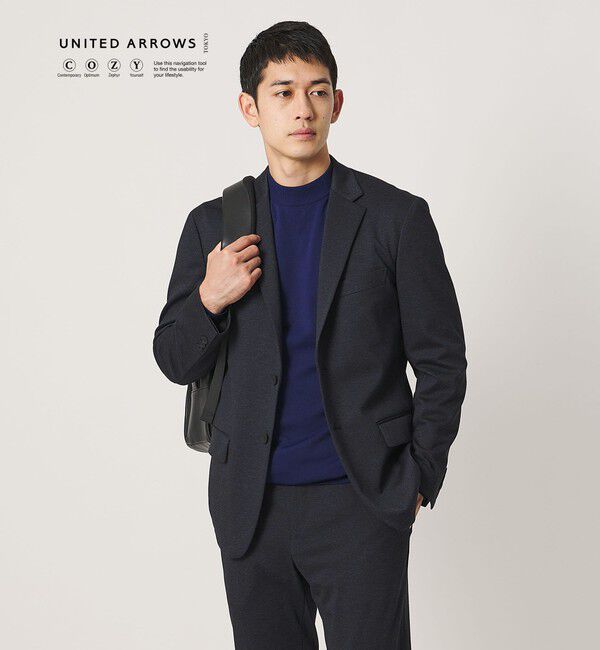 UNITED ARROWS「シャークスキン シングル ２ボタン テーラードジャケット UA COZY ウォッシャブル ２WAYストレッチ」|テーラードジャケット|NAVY