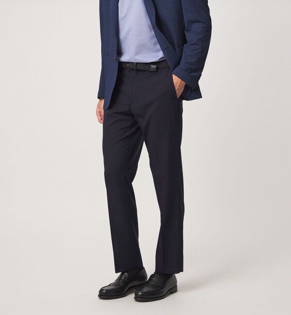 UNITED ARROWS green label relaxing「A+ air TW サイロ ソリッド アジャスター スラックス -接触冷感・通気性-」|スラックス|NAVY