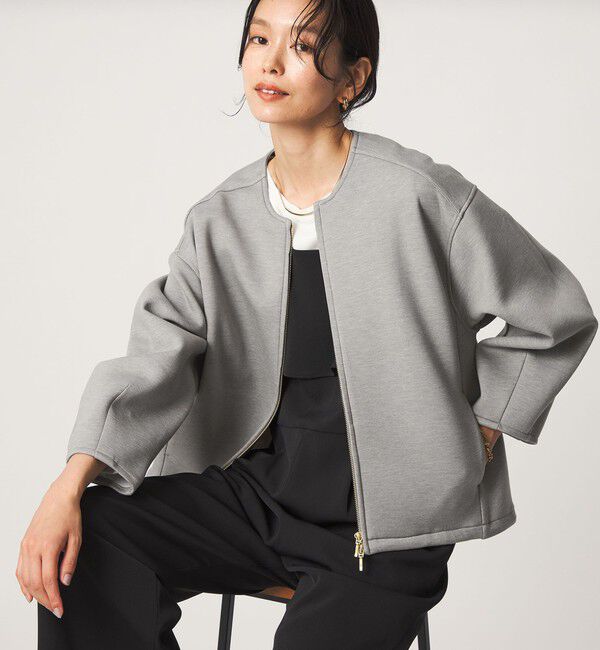 UNITED ARROWS green label relaxing「ダンボール ノーカラー ブルゾン」|ブルゾン・スタジャン|MD.GRAY