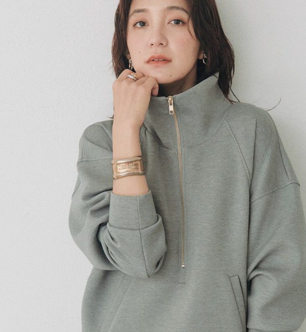  「ハーフZIPワイドプルオーバー」|Tシャツ・カットソー|グレー