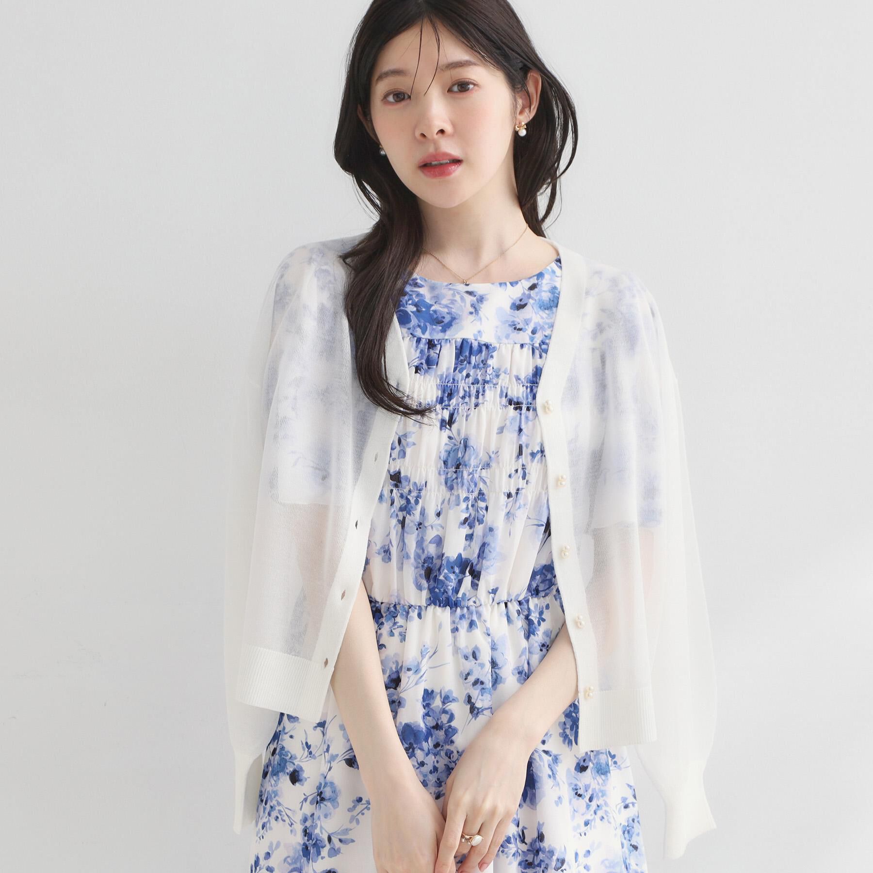 Couture broach「【洗える・パール調釦】愛されシアーカーディガン」|カーディガン|オフホワイト(003