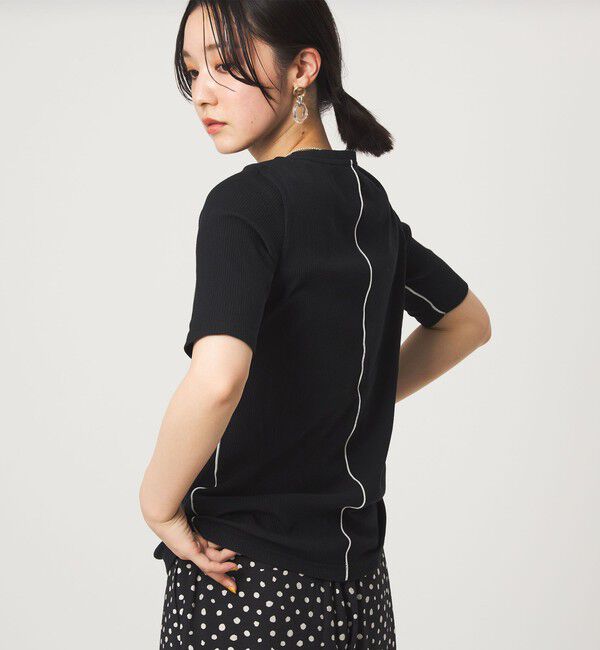 UNITED ARROWS green label relaxing「【WEB限定】＜at ease＞シアーテレコ バイカラー カットソー」|Tシャツ・カットソー|BLACK