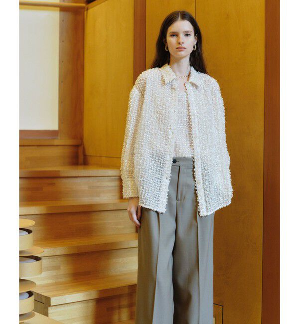 UNITED ARROWS green label relaxing「シアー ジャガード シャツ」|シャツ・ブラウス|OFF WHITE