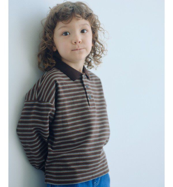 UNITED ARROWS green label relaxing「起毛フライス ボーダー 襟付き ロングスリーブ / キッズ 100cm-160cm」|Tシャツ・カットソー|DK.BROWN