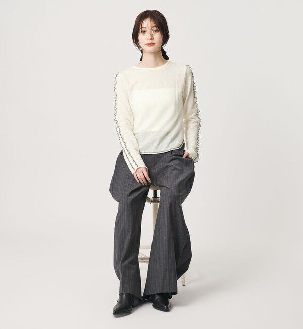 BEAUTY&YOUTH UNITED ARROWS「コットンナイロン ジャガード フリル プルオーバー ウォッシャブル」|Tシャツ・カットソー|