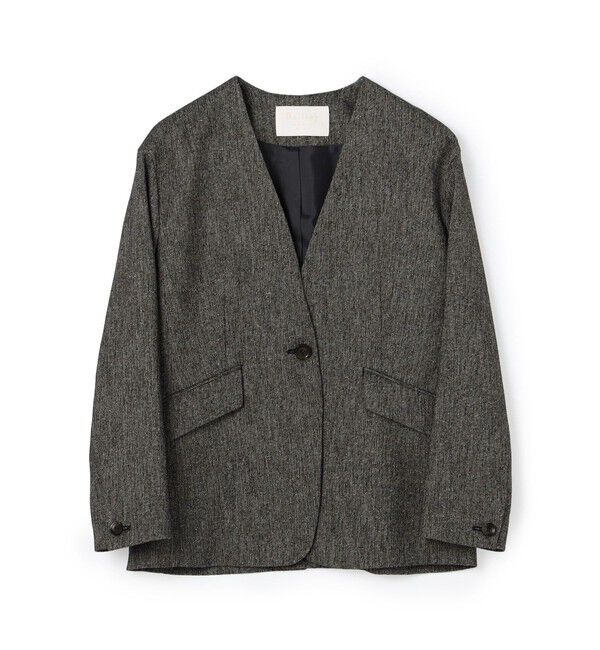 Ballsey「ネップカルゼ ディープVネックジャケット」|ノーカラージャケット|18 グレー系