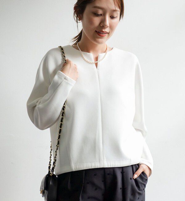 NOLLEY'S「《UVカット/接触冷感/セットアップ対応》ウォッシャブルダンボールキーネックプルオーバー」|Tシャツ・カットソー|
