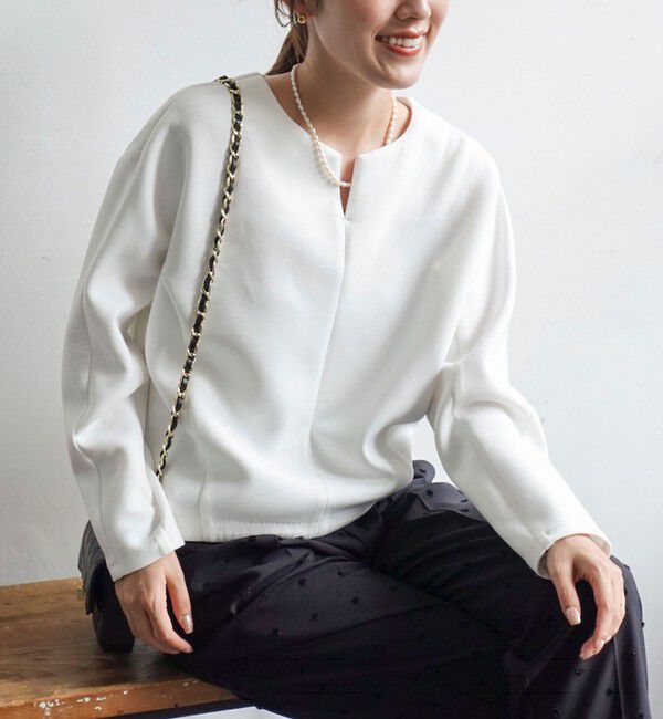 NOLLEY'S「《UVカット/接触冷感/セットアップ対応》ウォッシャブルダンボールキーネックプルオーバー」|Tシャツ・カットソー|